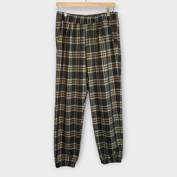RENEE C Flannel Pants Joggers XL Elastic Waist and Leg Pocket Cabincore EUC - Picture 2 of 10